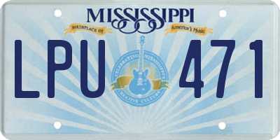 MS license plate LPU471