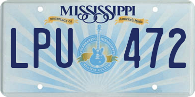 MS license plate LPU472