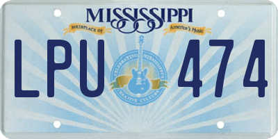 MS license plate LPU474