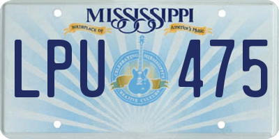 MS license plate LPU475