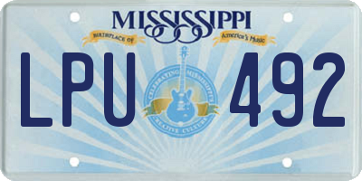 MS license plate LPU492