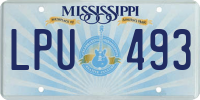MS license plate LPU493