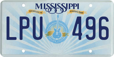 MS license plate LPU496