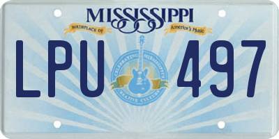 MS license plate LPU497