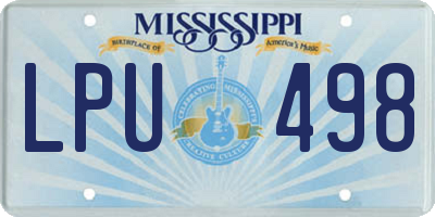 MS license plate LPU498