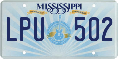 MS license plate LPU502
