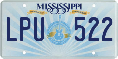 MS license plate LPU522