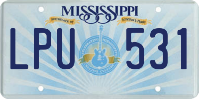 MS license plate LPU531