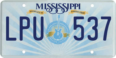 MS license plate LPU537