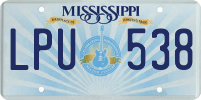 MS license plate LPU538