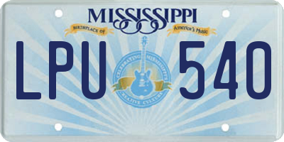 MS license plate LPU540
