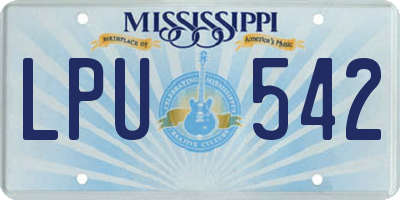 MS license plate LPU542