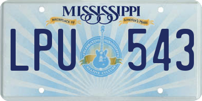 MS license plate LPU543