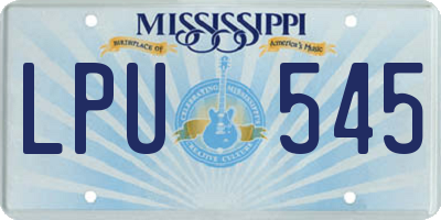 MS license plate LPU545