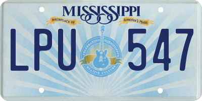 MS license plate LPU547