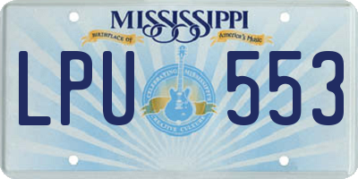 MS license plate LPU553