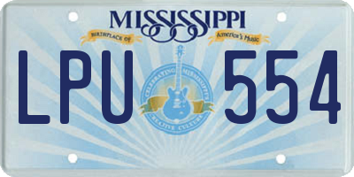 MS license plate LPU554
