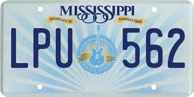 MS license plate LPU562
