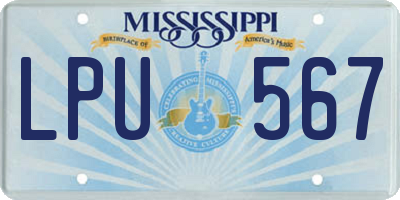 MS license plate LPU567