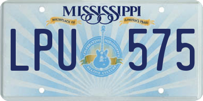 MS license plate LPU575
