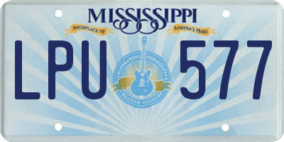 MS license plate LPU577