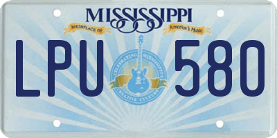 MS license plate LPU580
