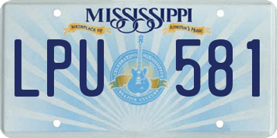 MS license plate LPU581