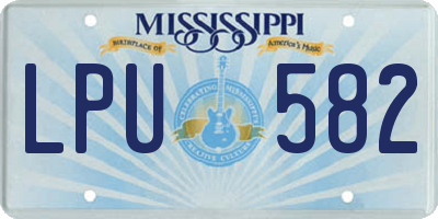 MS license plate LPU582