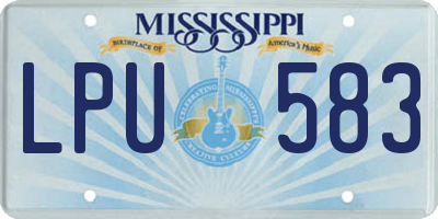 MS license plate LPU583