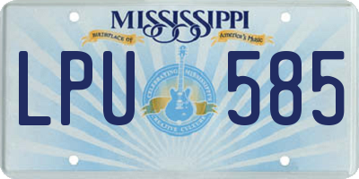 MS license plate LPU585
