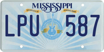 MS license plate LPU587
