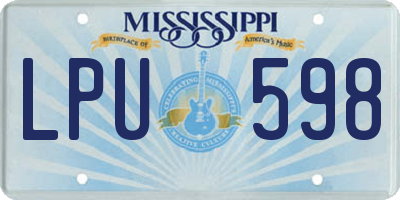MS license plate LPU598
