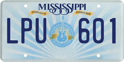 MS license plate LPU601
