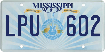 MS license plate LPU602