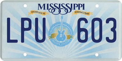 MS license plate LPU603