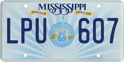 MS license plate LPU607