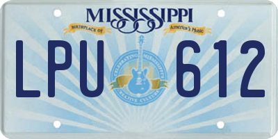 MS license plate LPU612