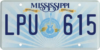 MS license plate LPU615