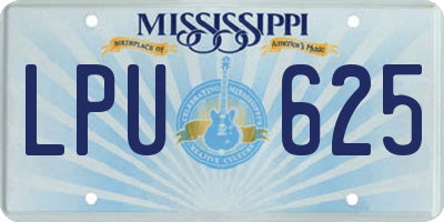 MS license plate LPU625