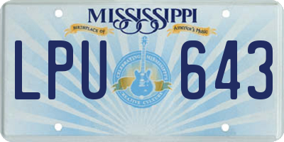 MS license plate LPU643