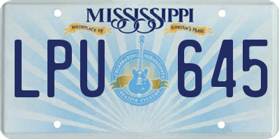 MS license plate LPU645