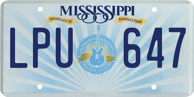 MS license plate LPU647