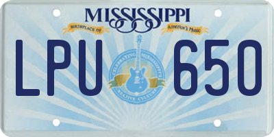 MS license plate LPU650