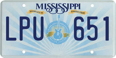 MS license plate LPU651