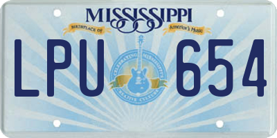 MS license plate LPU654