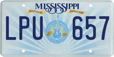 MS license plate LPU657