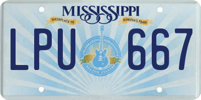 MS license plate LPU667