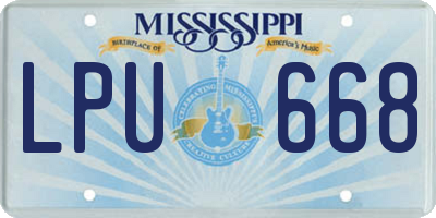 MS license plate LPU668