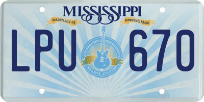 MS license plate LPU670