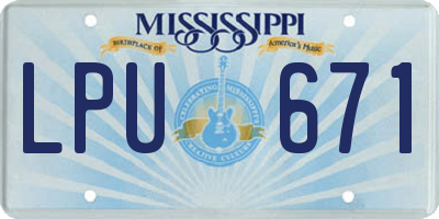 MS license plate LPU671